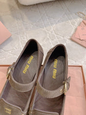 MIUMIU 26S LOAFERS IN BROWN SUEDE WITH STRAP