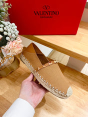 ROCKSTUD CIDER BROWN CANVAS ESPADRILLES