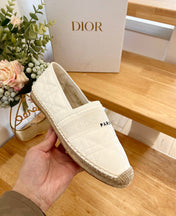 GRANVILLE ESPADRILLE WHITE QUILTED CANNAGE CALFSKIN