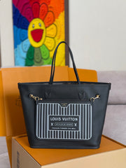 NEVERFULL INSIDE OUT MM BAG 31 IN BROWN MONOGRAM COATED CANVAS AND CALFSKIN