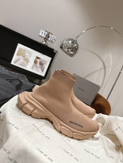 BALENCIAGA 25S SPEED TRAINER SNEAKERS 55 MM IN BEIGE KNIT