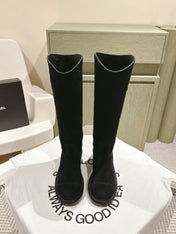 CC HIGH BOOTS BLACK SUEDE CALFSKIN