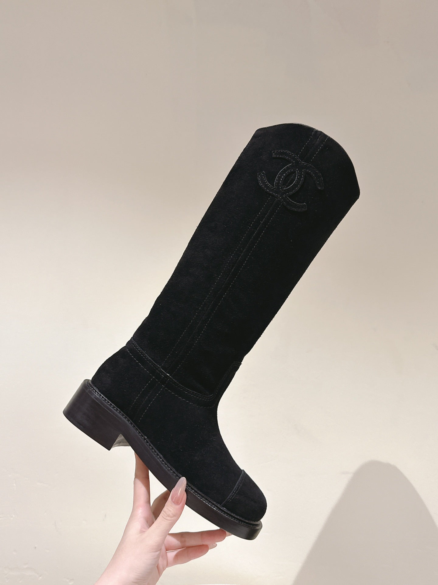 CC HIGH BOOTS BLACK SUEDE CALFSKIN