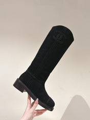 CC HIGH BOOTS BLACK SUEDE CALFSKIN