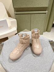 CHLOÉ 26S HIGH-TOP SNEAKERS IN BEIGE CALFSKIN