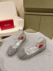 BALLERINAS IN SILVER FABRIC WITH CRYSTAL DETAILING