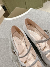 TRÈS VIVIER MARY JANE DOUBLE-STRAP IN SILVER SILK