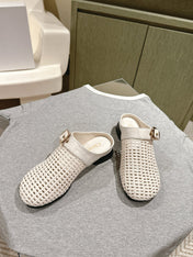 CHLOÉ 26S WOVEN MULES IN LIGHT BEIGE CALFSKIN