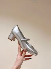 SWING HIGH MARY JANE 55 MM IN SILVER PATENT CALFSKIN