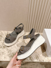 CHLOÉ 26S HIGH-HEELED SANDALS IN GREY LAMBSKIN AND SUEDE