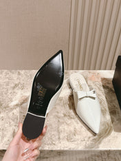 CC FLAT MULES 25S IN WHITE PATENT LEATHER