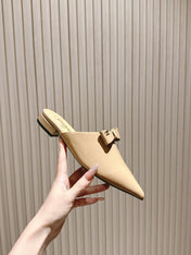 CC FLAT MULES 25S IN BEIGE PATENT LEATHER