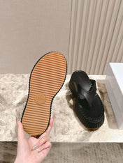 CHLOÉ 26S PLATFORM FLIP-FLOPS IN BLACK LAMBSKIN