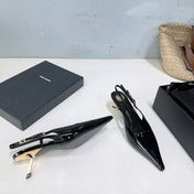 YSL 26S SLINGBACK HEELS 65 MM IN BLACK CALFSKIN
