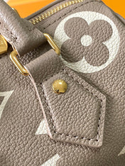 SPEEDY BANDOULIÈRE 20 IN TAUPE BROWN AND WHITE MONOGRAM EMPREINTE LEATHER