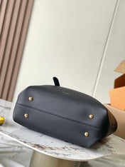 LOW KEY CABAS 47 IN BLACK GRAINED CALFSKIN GOLD BUCKLE