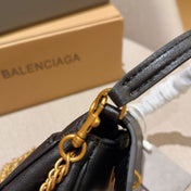 RODEO NANO BAG WITH CHAIN 17 IN BLACK SMOOTH CALFSKIN GOLD HARDWARE