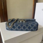 CHAIN SHOULDER BAG CLAUDE 20 IN BAYOUX BLUE TRIOMPHE DENIM SILVER HARDWARE
