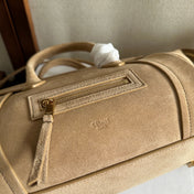 CELINE 25S NEW LUGGAGE 36MM IN BEIGE SUEDE GOLD HARDWARE