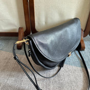 CELINE 25S HALFMOON SOFT TRIOMPHE BAG 46MM IN BLACK SUPPLE SHINY LAMBSKIN