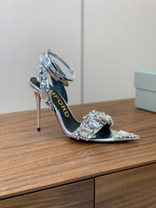 CRYSTAL HIGH HEELS IN SILVER ZP METALLIC PATENT LEATHER