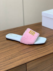 BALMAIN 26S SANDALS IN PINK WOOL AND WHITE CALFSKIN