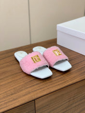 BALMAIN 26S SANDALS IN PINK WOOL AND WHITE CALFSKIN