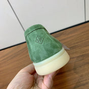 LP LOAFERS 25S IN LIGHT GREEN CASHMERE WITH SILVER HARDWARE