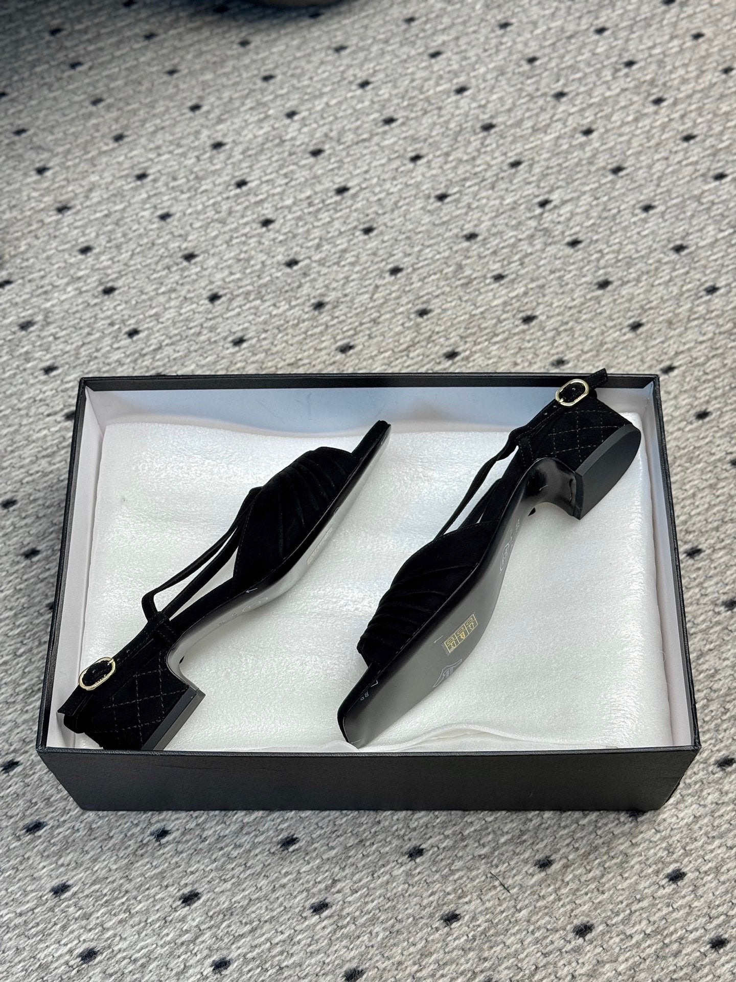 CC HIGH HEELS IN BLACK QUILTED SUEDE