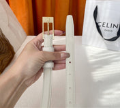 BELT 18MM IN WHITE CALFSKIN WITH RECTANGULAR BUCKLE EMBOSSED LOGO