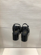 WEDGE SANDALS IN BLACK CALFSKIN