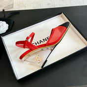 Waterproof Platform High Heels Transparent Heel Mesh Candy Red Black