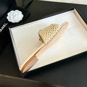 Slippers Beige Cream Lambskin