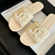 Slippers Beige Cream Lambskin