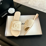 Slippers Beige Cream Lambskin