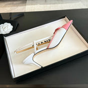 SLINGBACK WITH BOW IN LIGHT PINK MIX WHITE LAMBSKIN