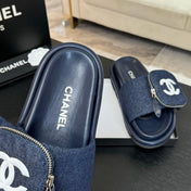 SLIDE IN NAVY BLUE DENIM FABRIC 45 MM