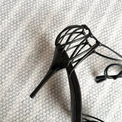 BABYLONE SANDALS 90 IN ALL BLACK LAMBSKIN