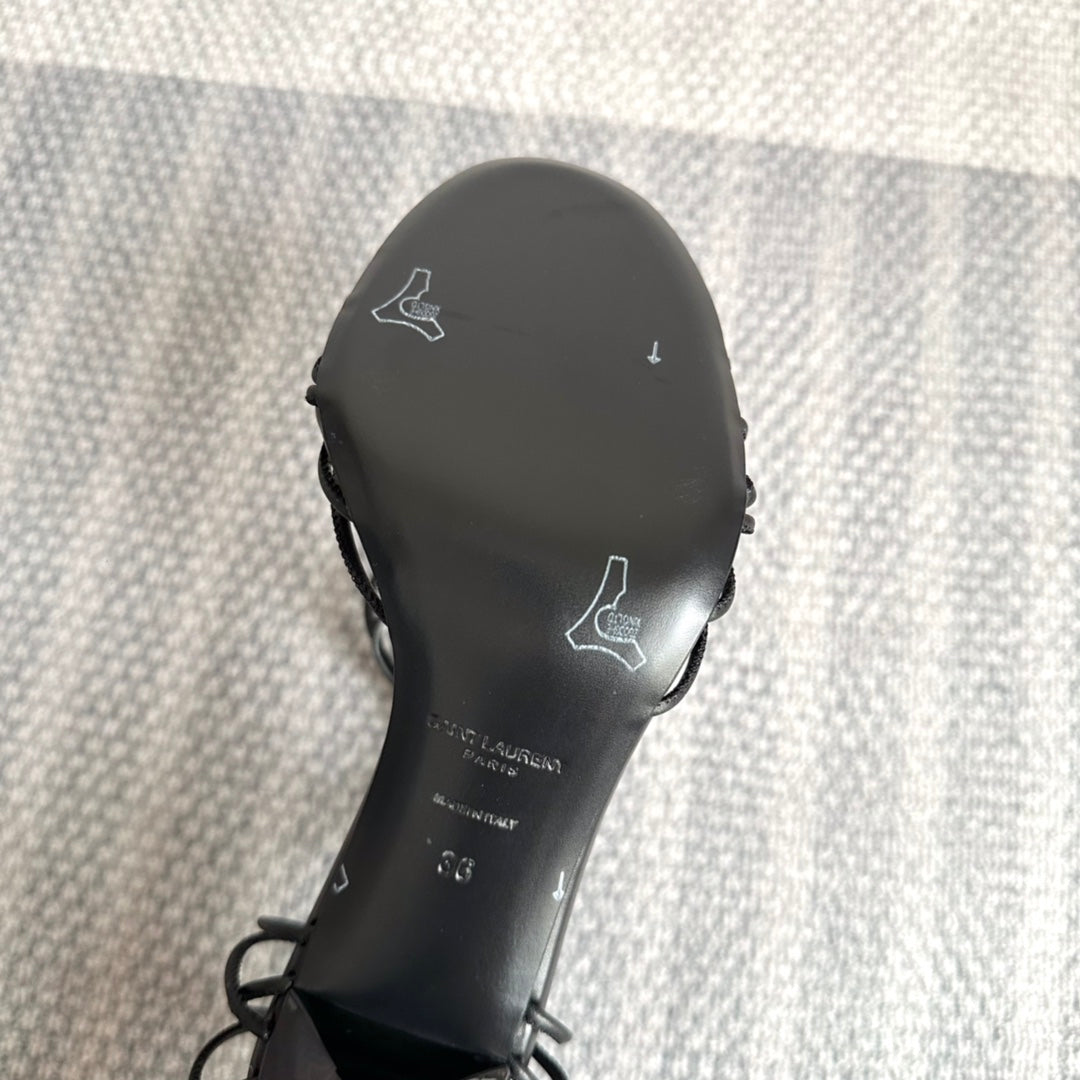 BABYLONE SANDALS 90 IN ALL BLACK LAMBSKIN