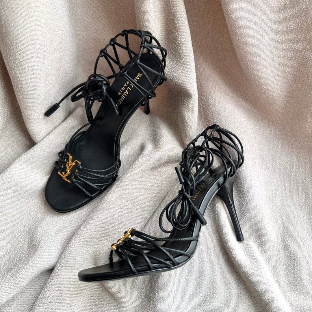 YSL HIGH HEEL 90MM IN BLACK CALFSKIN GOLD HARDWARE
