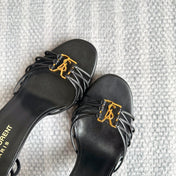 BABYLONE SANDALS 90 IN ALL BLACK LAMBSKIN