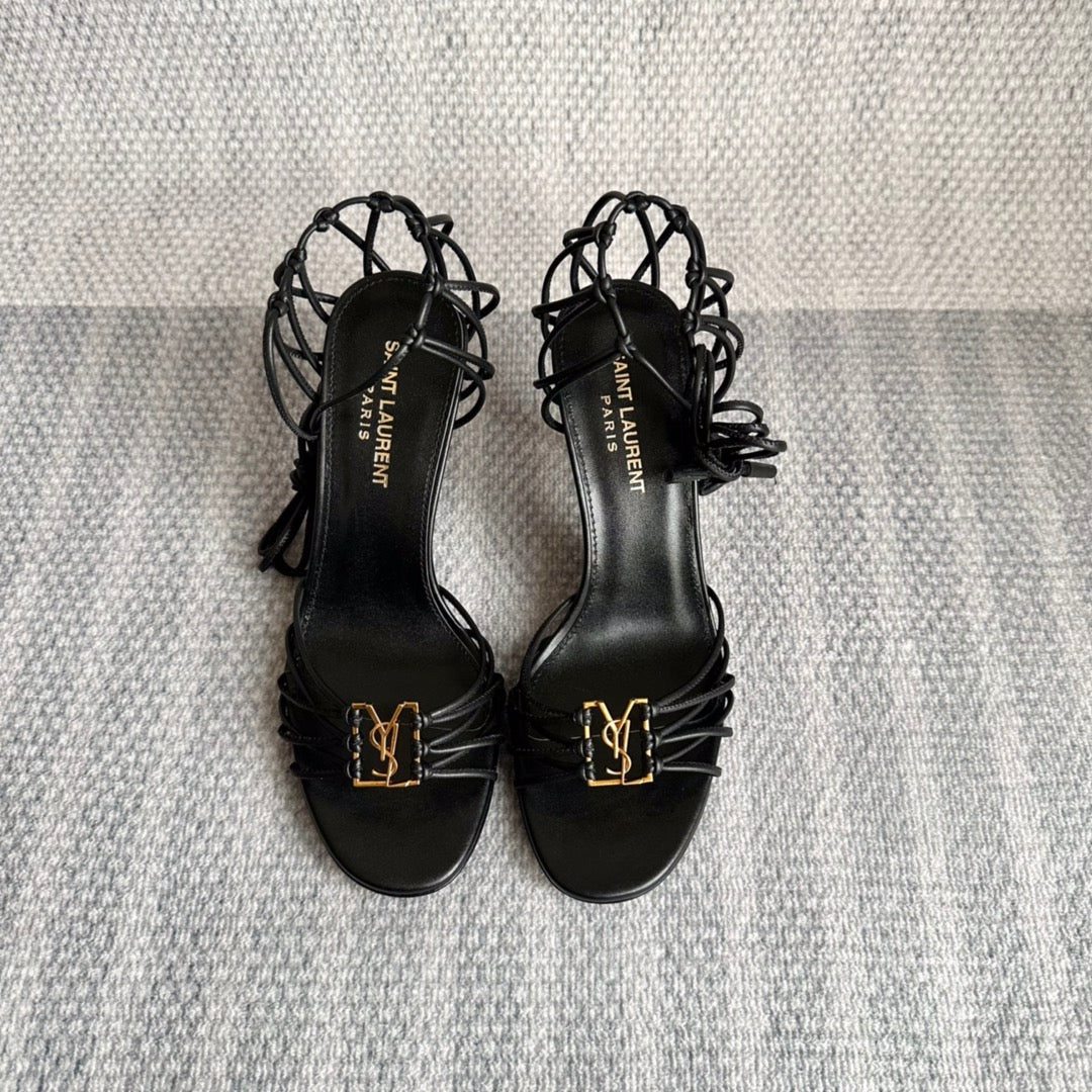 BABYLONE SANDALS 90 IN ALL BLACK LAMBSKIN