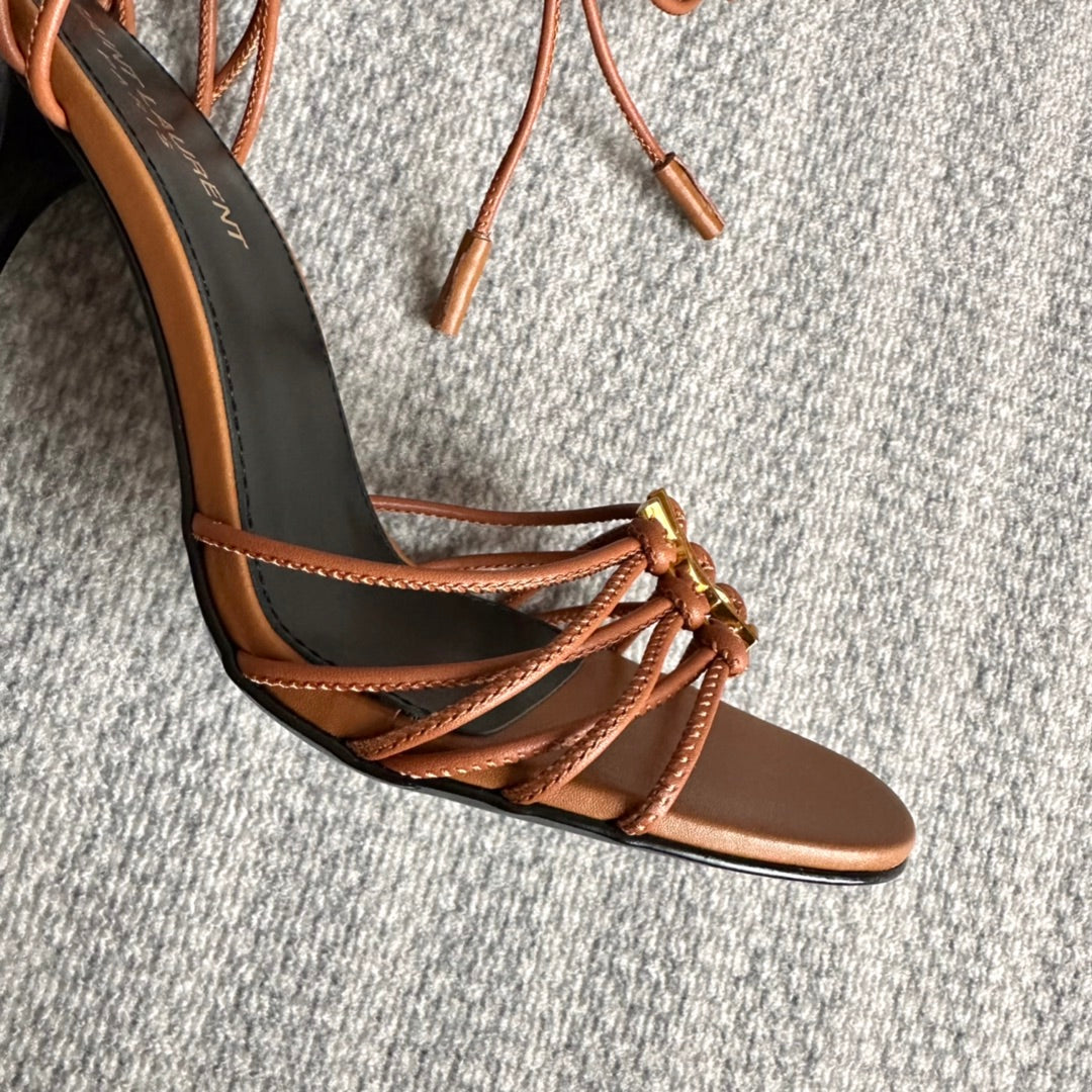 BABYLONE SANDALS 90 IN TAN LAMBSKIN