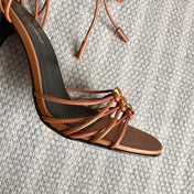 BABYLONE SANDALS 90 IN TAN LAMBSKIN