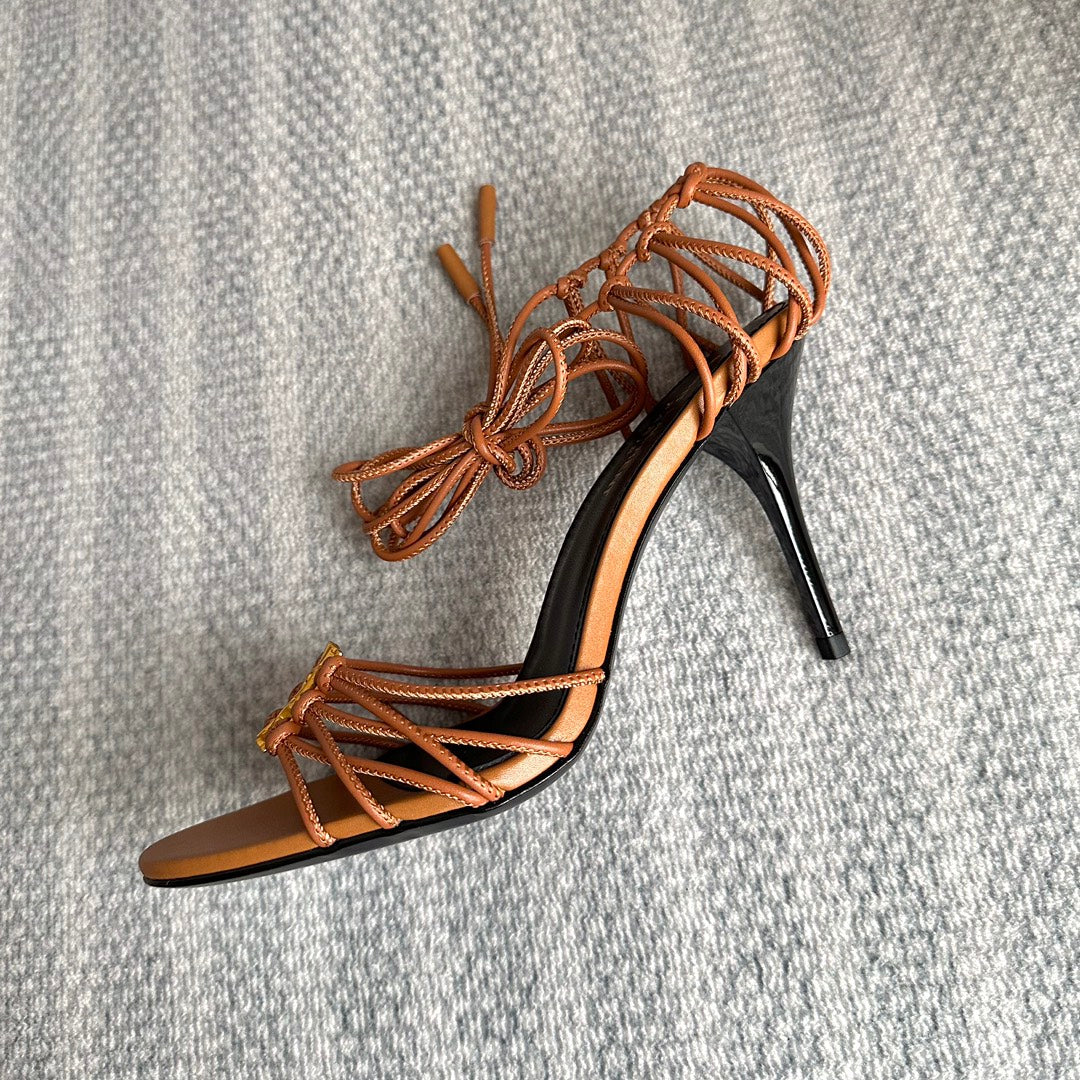 BABYLONE SANDALS 90 IN TAN LAMBSKIN