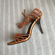 BABYLONE SANDALS 90 IN TAN LAMBSKIN