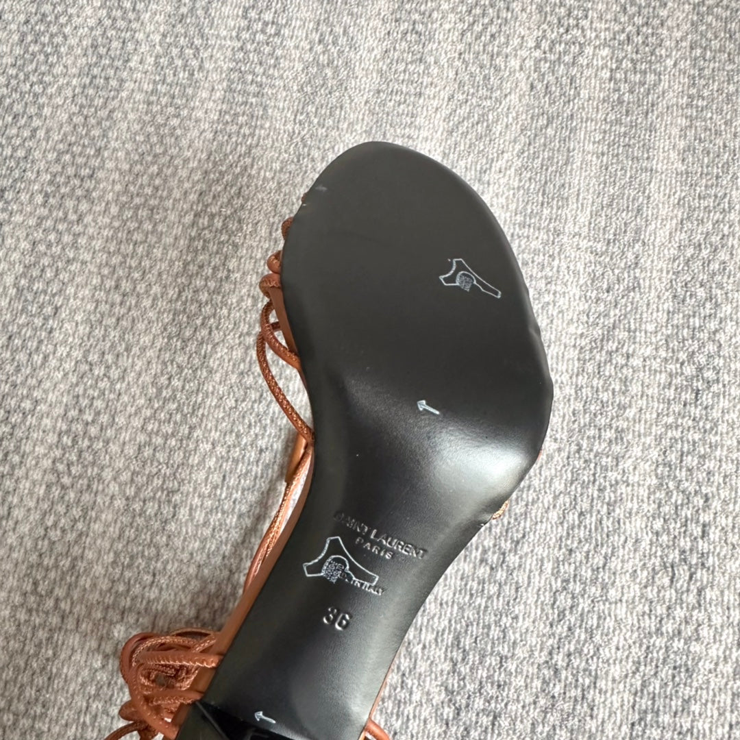 BABYLONE SANDALS 90 IN BLACK TAN LAMBSKIN