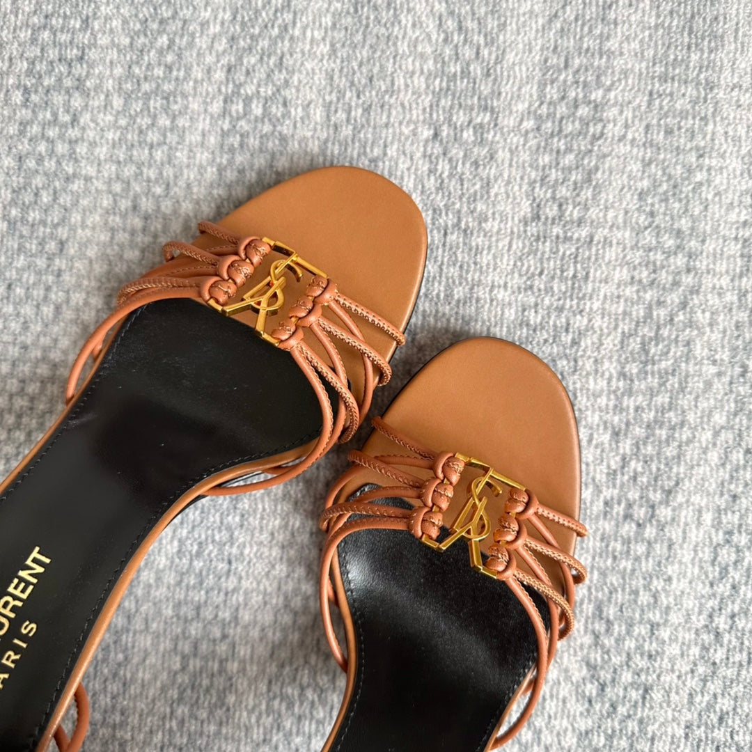 BABYLONE SANDALS 90 IN BLACK TAN LAMBSKIN