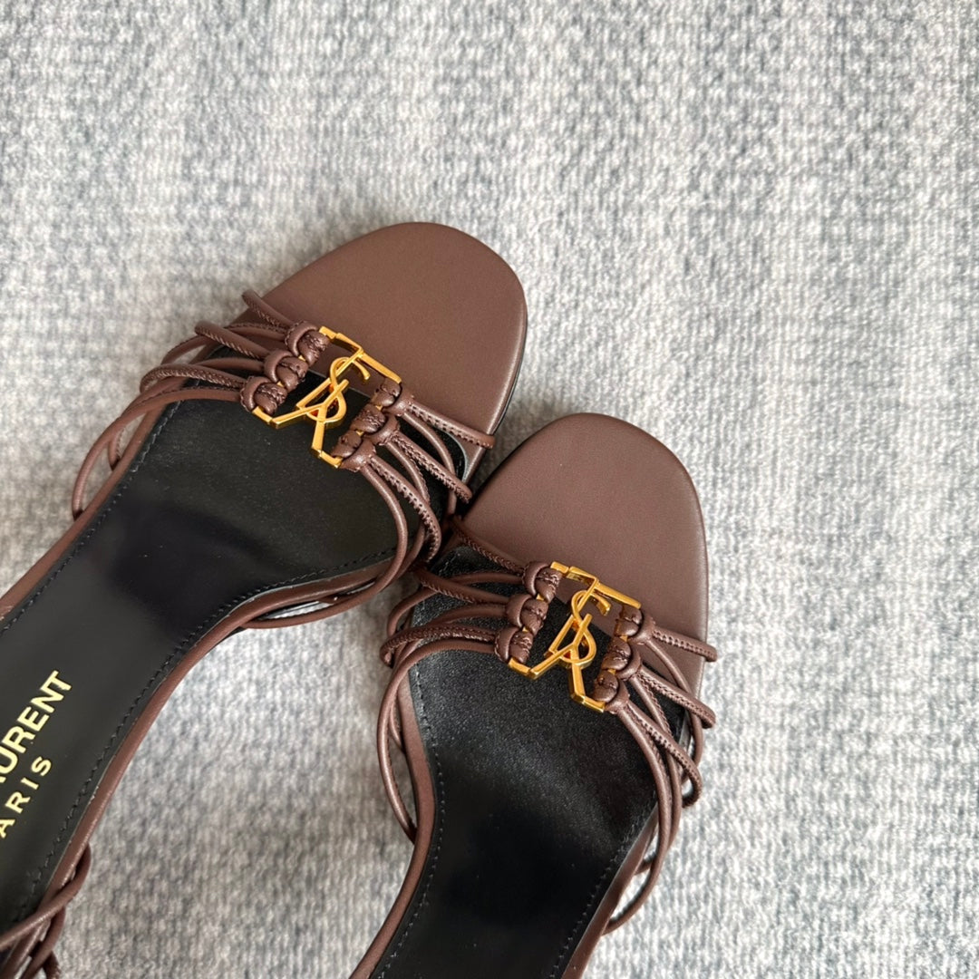 BABYLONE SANDALS 90 IN BLACK BROWN LAMBSKIN