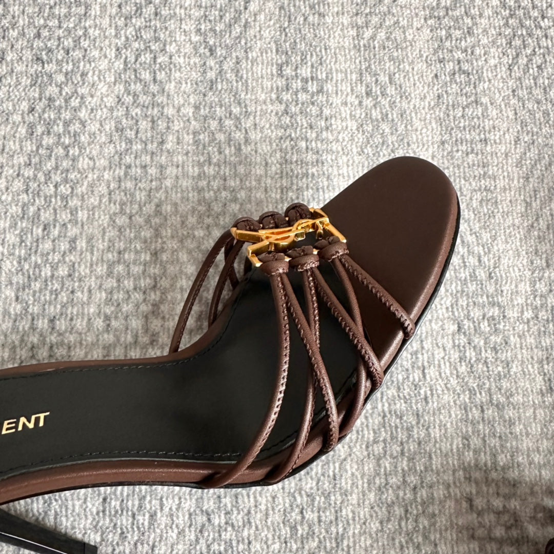 BABYLONE SANDALS 90 IN BLACK BROWN LAMBSKIN